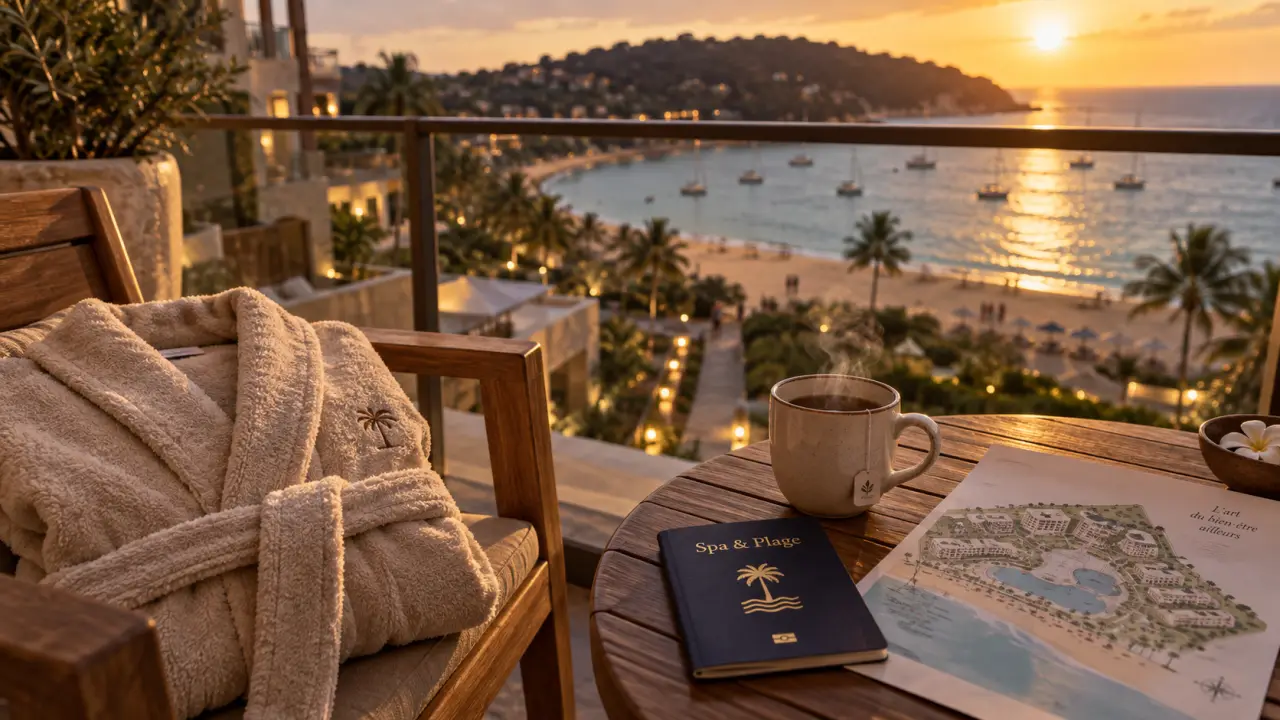 Hotel spa bord de mer : vue océan et spa, peignoir et tisane en bord de mer