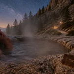 Sources chaudes en France : vasque naturelle fumante au granit