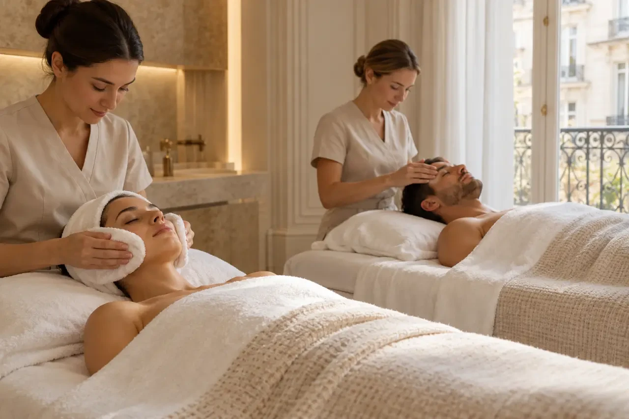 Soin du visage en duo à Paris dans une cabine privative de spa